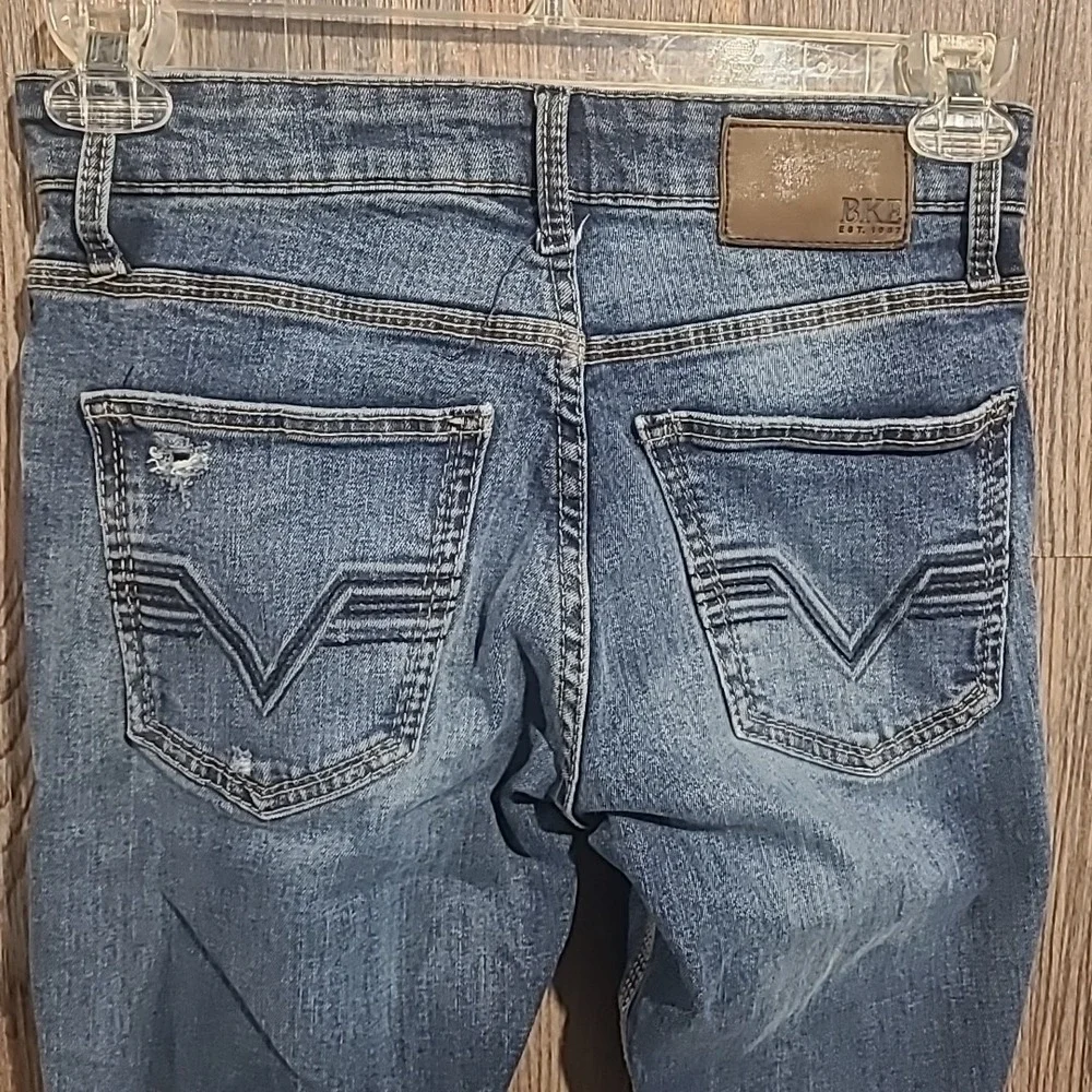 BKE Buckle Alec Slim Straight Jeans Men's Size 30 x 30 Medium Wash Distressed